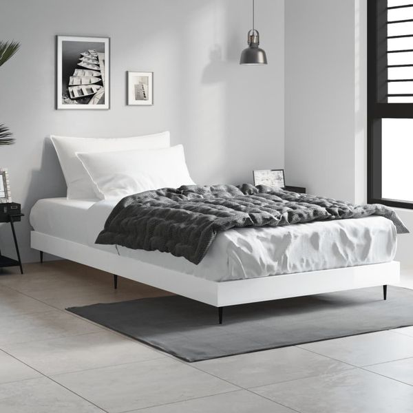 vidaXL Posteľný rám lesklý biely 90x200 cm kompozitné masív