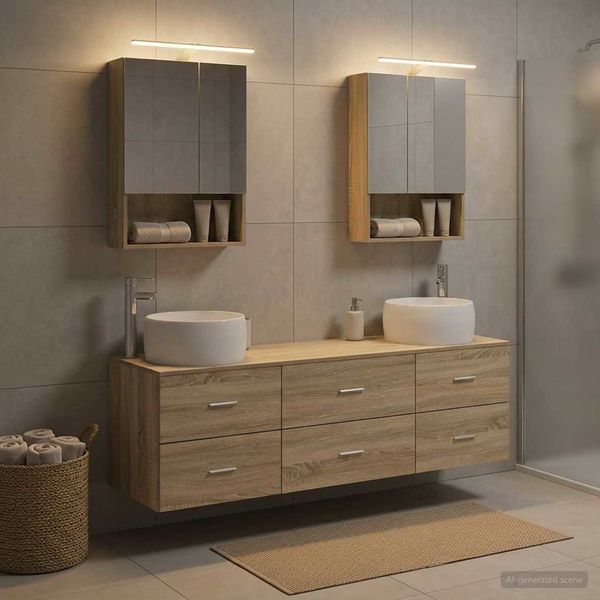 vidaXL Sada kúpeľňového nábytku 5 pcs Dub sonoma