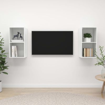 vidaXL Nástenné TV skrinky 2 ks, lesklé biele, kompozitné drevo