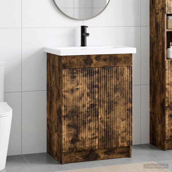 vidaXL Sada kúpeľňového nábytku Dymový dub 78,5 x 37,5 x 81 cm