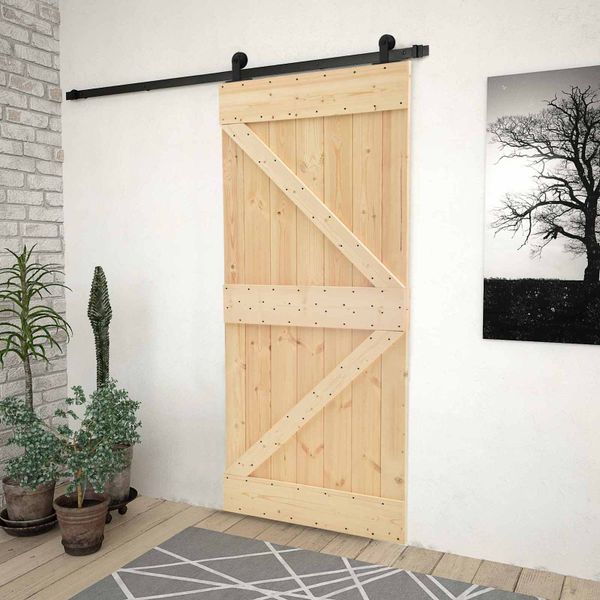 vidaXL Posuvné dvere Prírodná a čierna 90 x 210 cm Borovicový masív