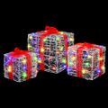 vidaXL Darčeková Škatľa 3 ks 60 LED Viacfarebný 20 x 20 x 20 cm Akryl