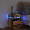 vidaXL Nočný stolík s LED svetlami staré drevo 40x39x48,5 cm