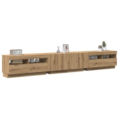 vidaXL TV skrinka s LED svetlami, dubový drevený remeselník, 260x35x40 cm, imitácia dreva