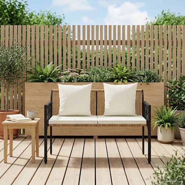 vidaXL Záhradné lavičky 2 -Seater 116 x 56 x 75 cm polyratan
