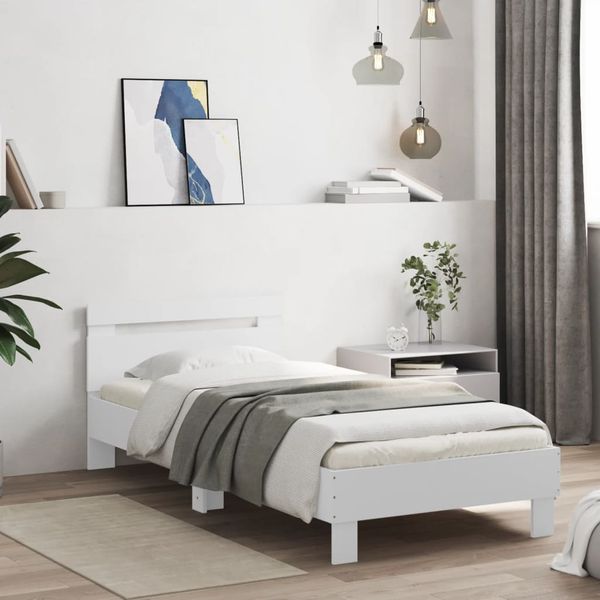 vidaXL Posteľný rám s čelom biely 90x200 cm kompozitné drevo