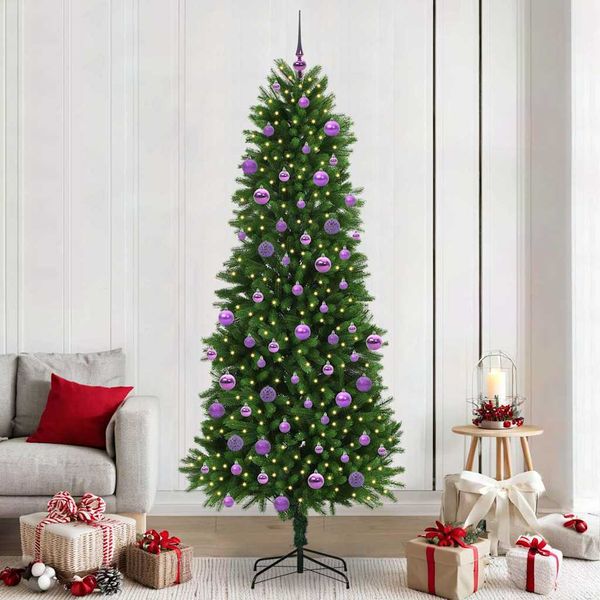 vidaXL Vianočný stromček s 300 LED-i so stojanom Zelená 240 cm PE