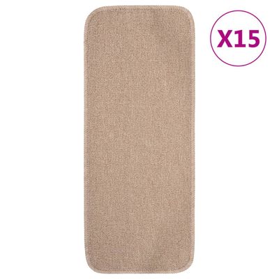 vidaXL Protišmykové nášľapy na schody 15 ks, 60x25cm, béžové, obdĺžnik