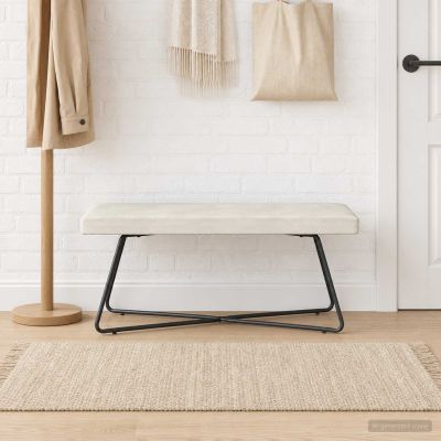 vidaXL lavička Krémová 110 x 40 x 45 cm Zamat