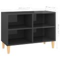 vidaXL TV stolík nohy z masívneho dreva lesklý sivý 69,5x30x50 cm