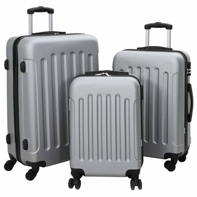 vidaXL Kufor so zámkom 3 pcs Strieborná 50 x 31 x 78 cm ABS plast
