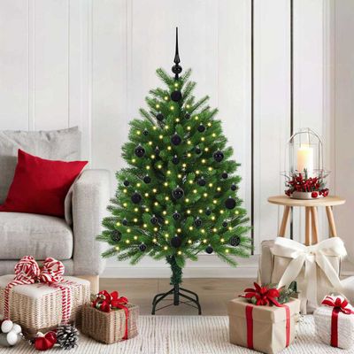 vidaXL Vianočný stromček s 150 LED-i so stojanom Zelená 120 cm PE