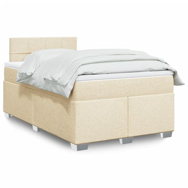 vidaXL Boxspring posteľ s matracom krémový 120x200 cm látka