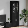 vidaXL Highboard FLORIN 60 x 35 x 182 cm Čierna Kompozitné drevo