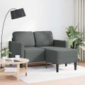 vidaXL 2-miestna pohovka s ležadlom v tvare L, tmavosivá, 125 cm, látková