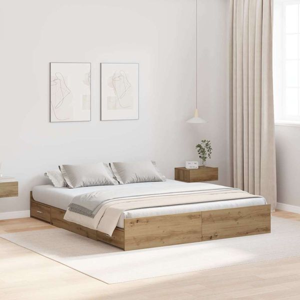 vidaXL Rám postele s úložným prostorem Remeselný dub 160 x 200 cm