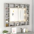 vidaXL Zrkadlová skrinka s LED betónová sivá 91x15x76,5 cm