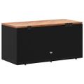 vidaXL Záhrad. úložný box čierny 110x50x54 cm polyratan akáciové drevo