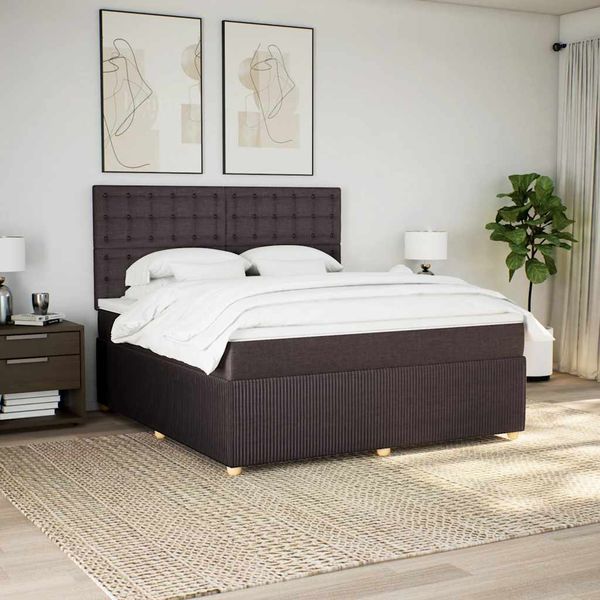 vidaXL Boxspring posteľ s matracom tmavohnedá 180x200 cm látka