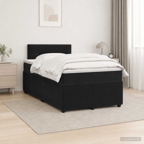 vidaXL Posteľ boxspring s matracom Čierna 120 x 190 cm Zamat