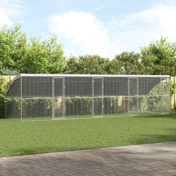 vidaXL Klietka pre sliepky 4 pcs Strieborná 800 x 200 x 200 cm