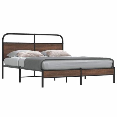 vidaXL Posteľný rám bez matraca 150x200 cm hnedý dub kompozitné drevo