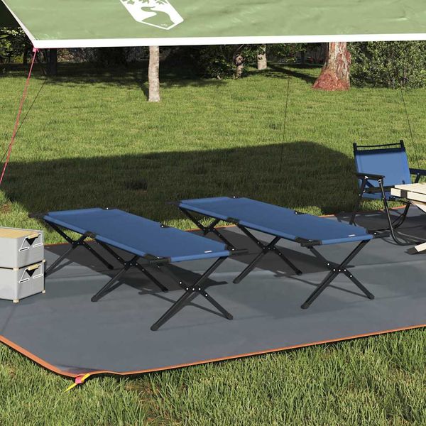 vidaXL Skladacia kempingová posteľ 2 pcs Modrá 193 x 69 x 45 cm