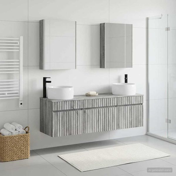 vidaXL Set kabinetov do kúpeľne 5 pcs Sivý Sonoma 53 x 15,5 x 70 cm
