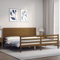 vidaXL Posteľný rám s čelom medovo-hnedý 200x200 cm masívne drevo