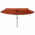 vidaXL Záhradný slnečník 395 x 395 x 245 cm Polyester Okrúhly Tehlová