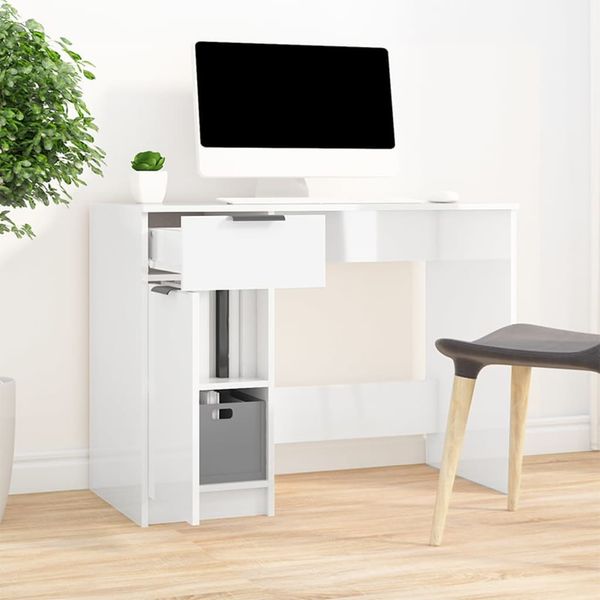 vidaXL Stôl lesklý biely 100x50x75 cm spracované drevo