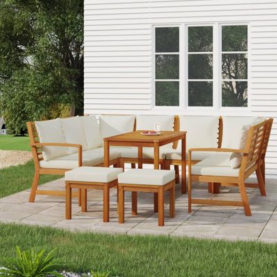 vidaXL 9-dielna záhradná jedálenská súprava s vankúšmi akáciový masív