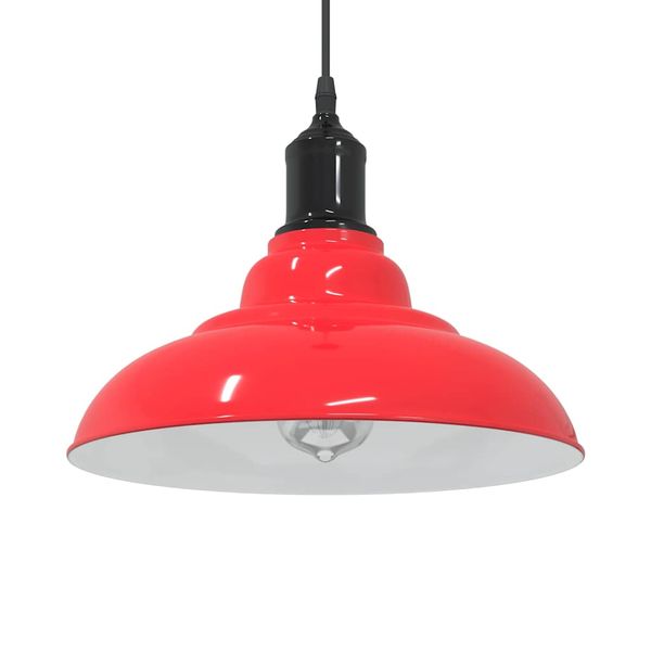VidaXL Závesná lampa výškovo nastaviteľná E27 lesk červená Ø 31 cm kov