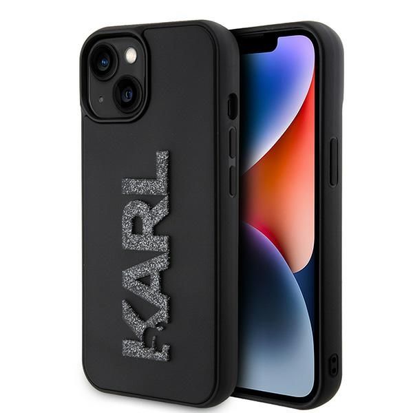 Puzdro Karl Lagerfeld pre iPhone 15 6,1" KLHCP15S3DMBKCK čierne HC 3D Logo Glitter