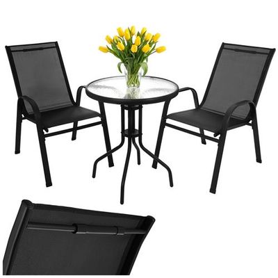 Balkónový set stôl + 2 stoličky čierny Gardlov 27568 Balkonový set stůl + 2 židle černý Gardlov 27568