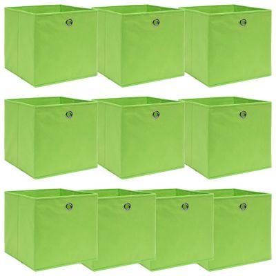 vidaXL Úložné boxy 10 ks, zelené 32x32x32 cm, látka