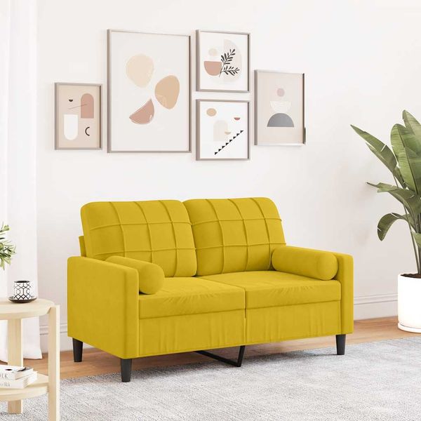 vidaXL 2-miestna pohovka s vankúšikmi žltá 120 cm zamat