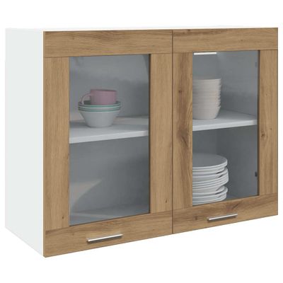 vidaXL Závesná sklenená skrinka “Lyon” Artisan Dub 80x31x60 cm Drevo