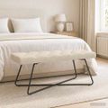 vidaXL Lavica s gombíkovým prešívaním Krémová 110 x 40 x 46 cm Látka