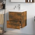 VidaXL Umývadlová skrinka so vstavaným umývadlom dymový dub spr. drevo