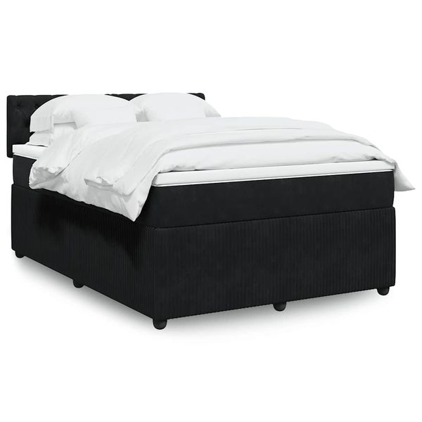 vidaXL Posteľný rám boxspring s matracom čierny 160x200 cm zamat