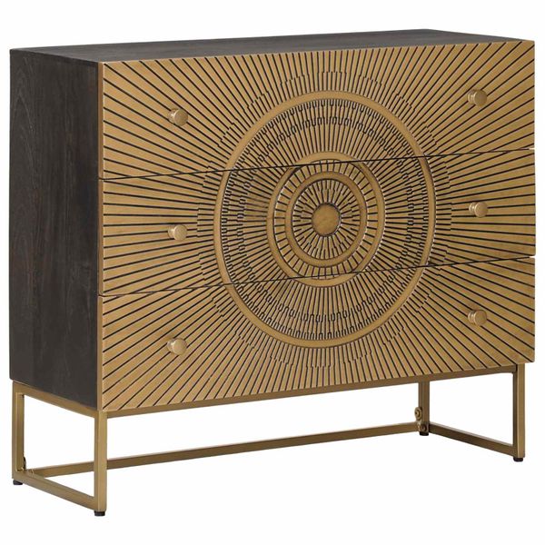 vidaXL Zásuvkový kabinet so zásuvkou Mosadzná 75 x 30 x 65 cm