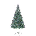 vidaXL Umelý vianočný stromček s 300 LED-i Zelená 210 cm PVC a oceľ