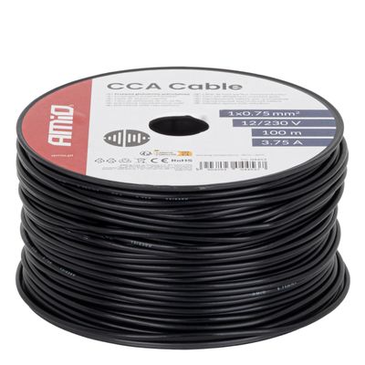 Vodič reproduktoru jednožilový 1x0,75 mm2 100 m 3,75 A 12/230 V AMiO-04453