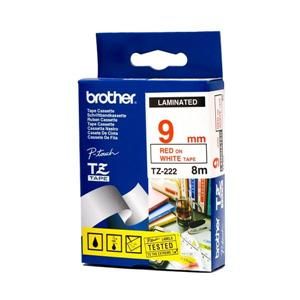 Brother - Kazeta s páskou TZe-222 - červený tlač na bielu, šírka 9 mm