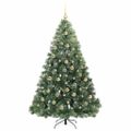 vidaXL Umelý vianočný stromček s 300 LED-i Zelená 210 cm PE a PVC