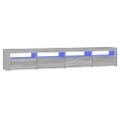 vidaXL TV skrinka s LED svetlami sivá sonoma 240x35x40 cm