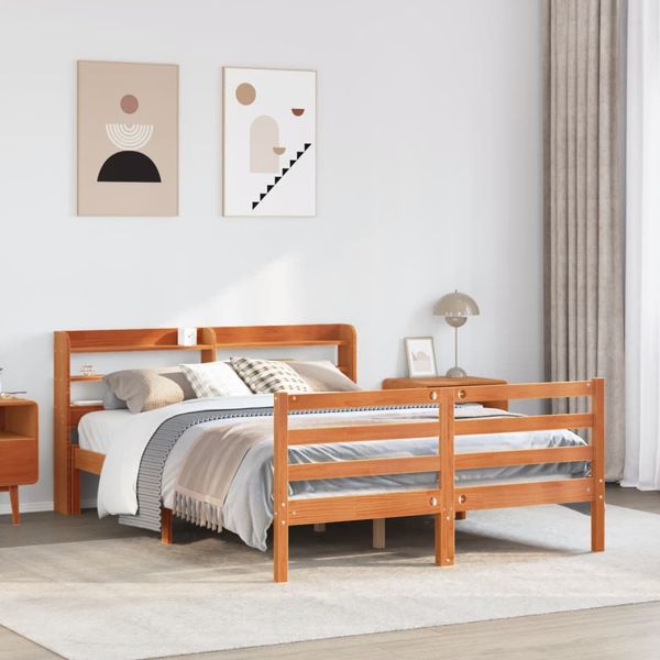 vidaXL Posteľ bez matraca voskový 150x200 cm masívna borovica