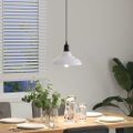 VidaXL Závesná lampa výškovo nastaviteľná E27 lesk biela Ø 31 cm kov