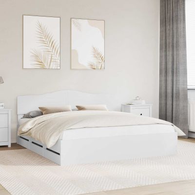 vidaXL Rám postele so zásuvkou Biela 180 x 200 cm Inžinierske drevo